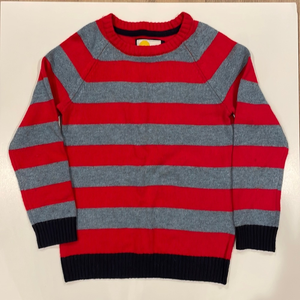Mini Boden Boys Size 7-8 Y Crewneck Striped Sweater